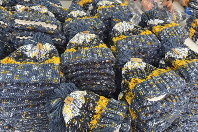 Beechfield Beanies stacked on a table